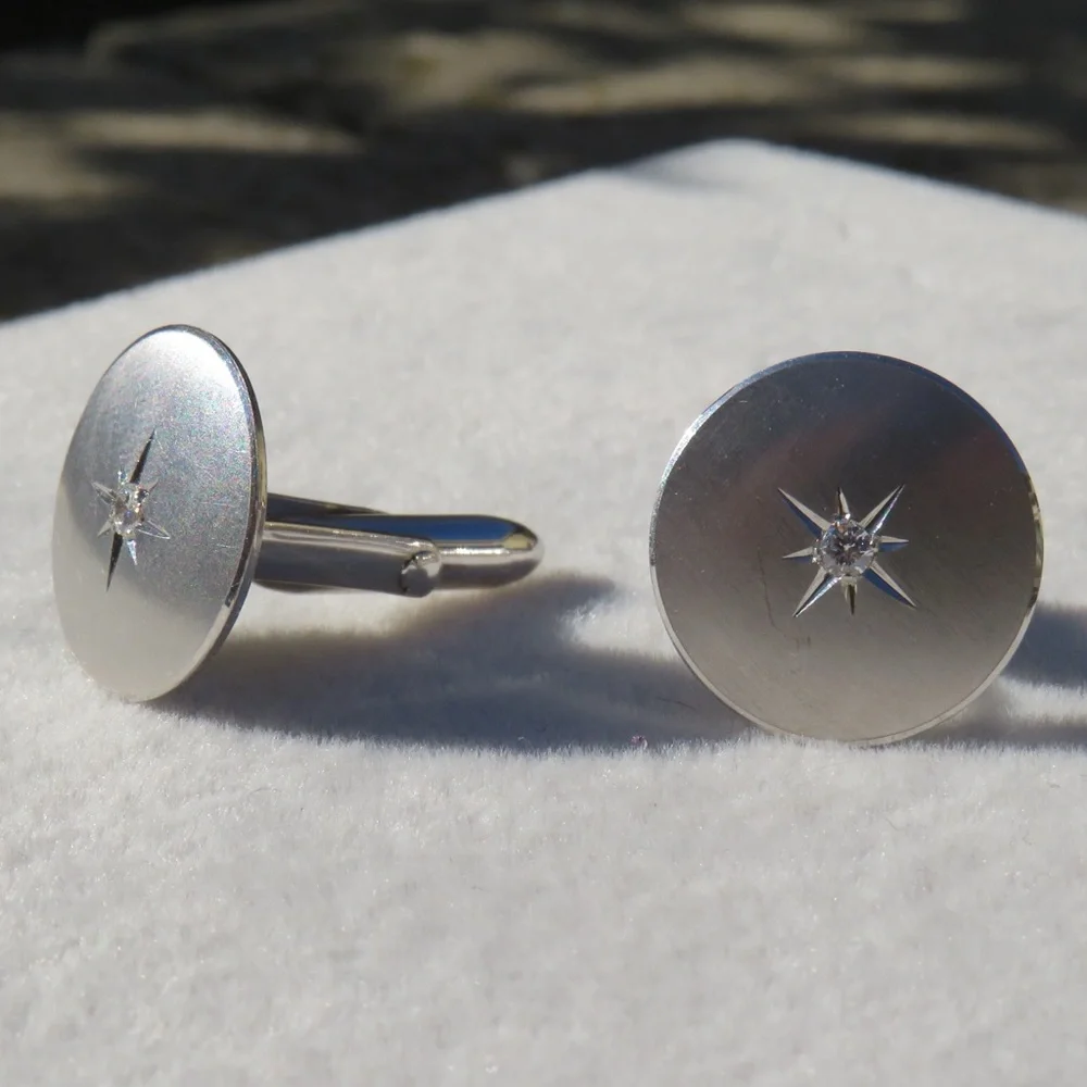 Vintage 14k White Gold Diamond Cuff Links 10.08g